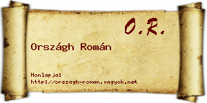 Országh Román névjegykártya